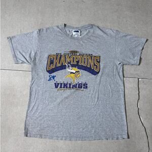 2000s Vintage Minnesota Vikings Division Champs Grey T Shirt Size L